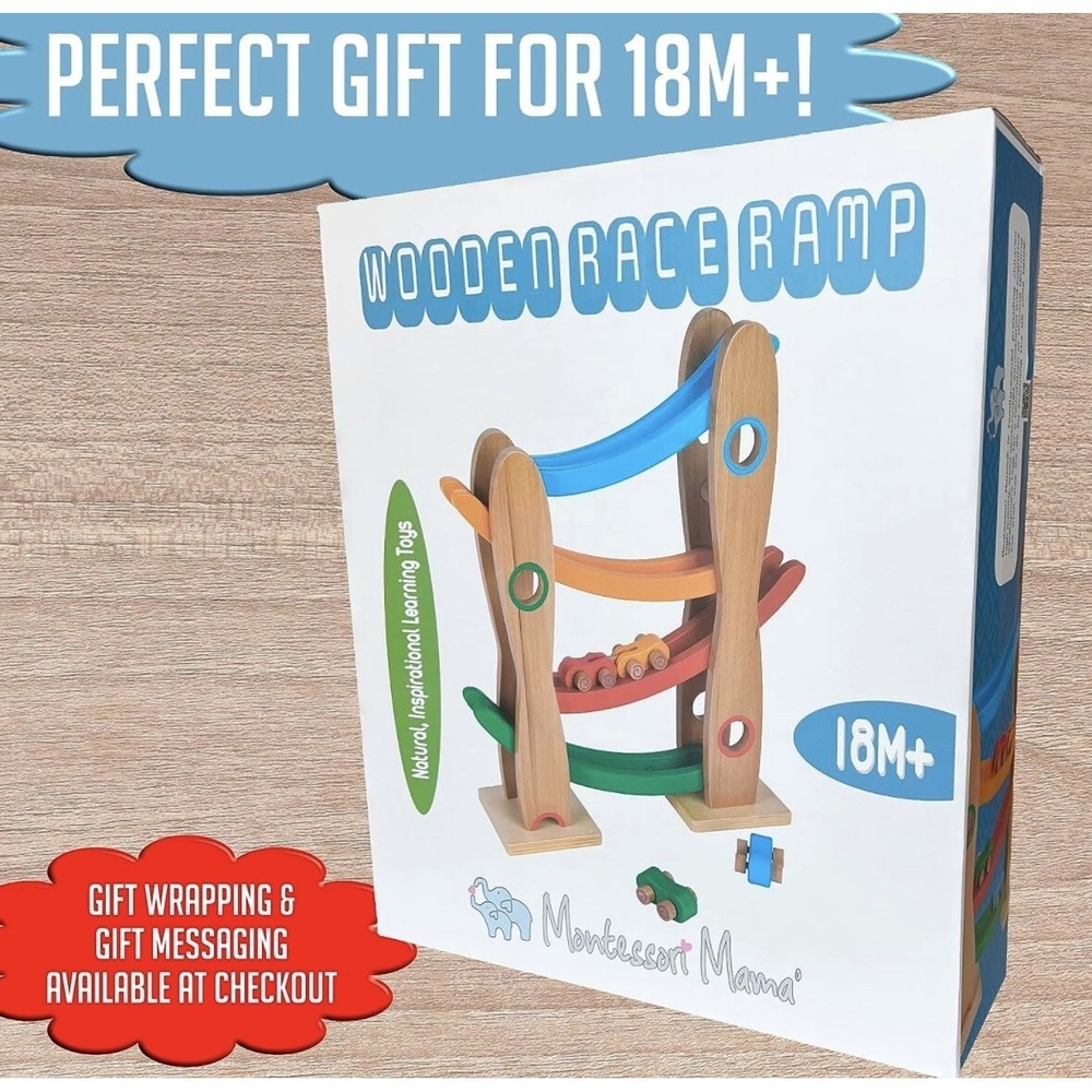 NEW Toddler Toy Montessori Mama Wooden Race Car Ramp Premium NO ASSEMBLY - Picture 6 of 7